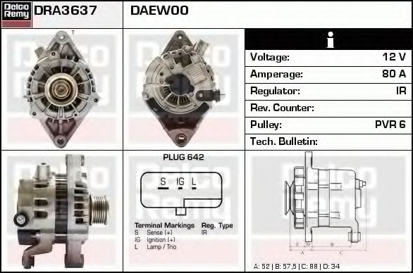 DELCO REMY DRA3637