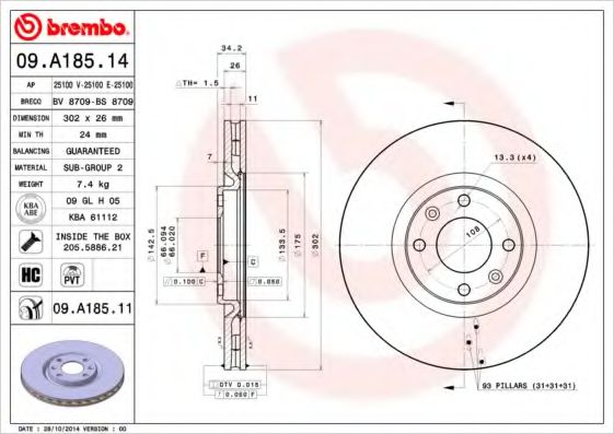 BREMBO 09.A185.11