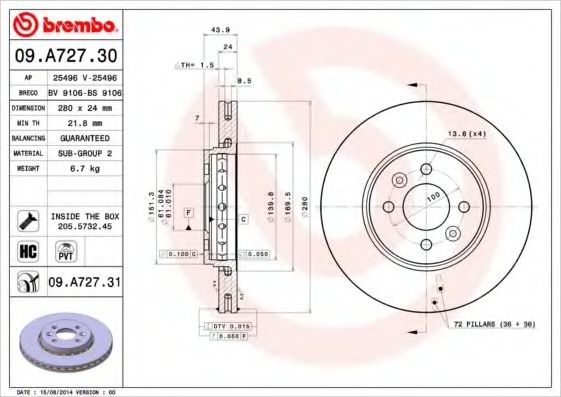 BREMBO 09.A727.30